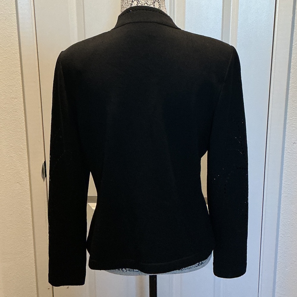 Vintage Toula Anjelia Black Zip-Front Women's Blazer with Subtle Embellishment - Picture 3 of 6
